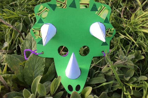 finished triceratops mask from kit