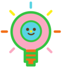 A cartoon lightbulb which is the logo of the Tiny Ideas Festival